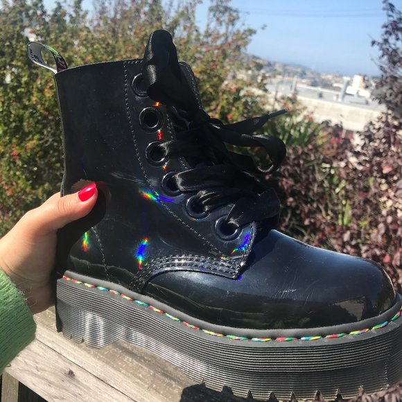 molly rainbow patent boots